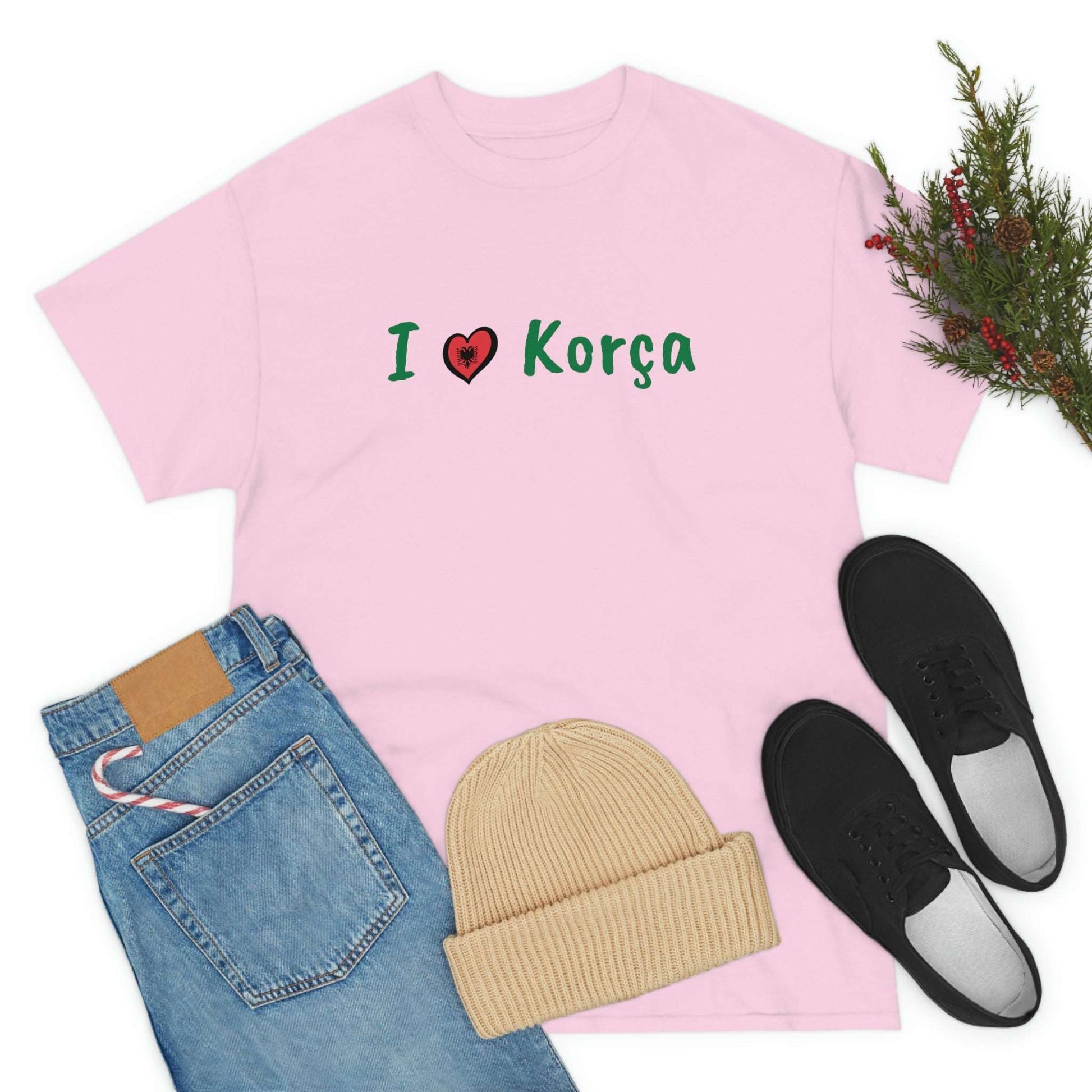 I Love Korca Cotton T-Shirt for Women/Men