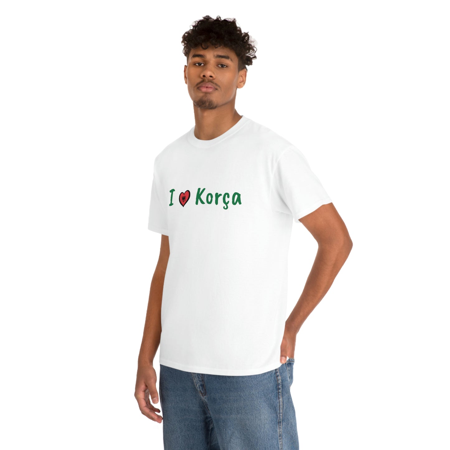 I Love Korca Baumwoll-T-Shirt für Damen/Herren