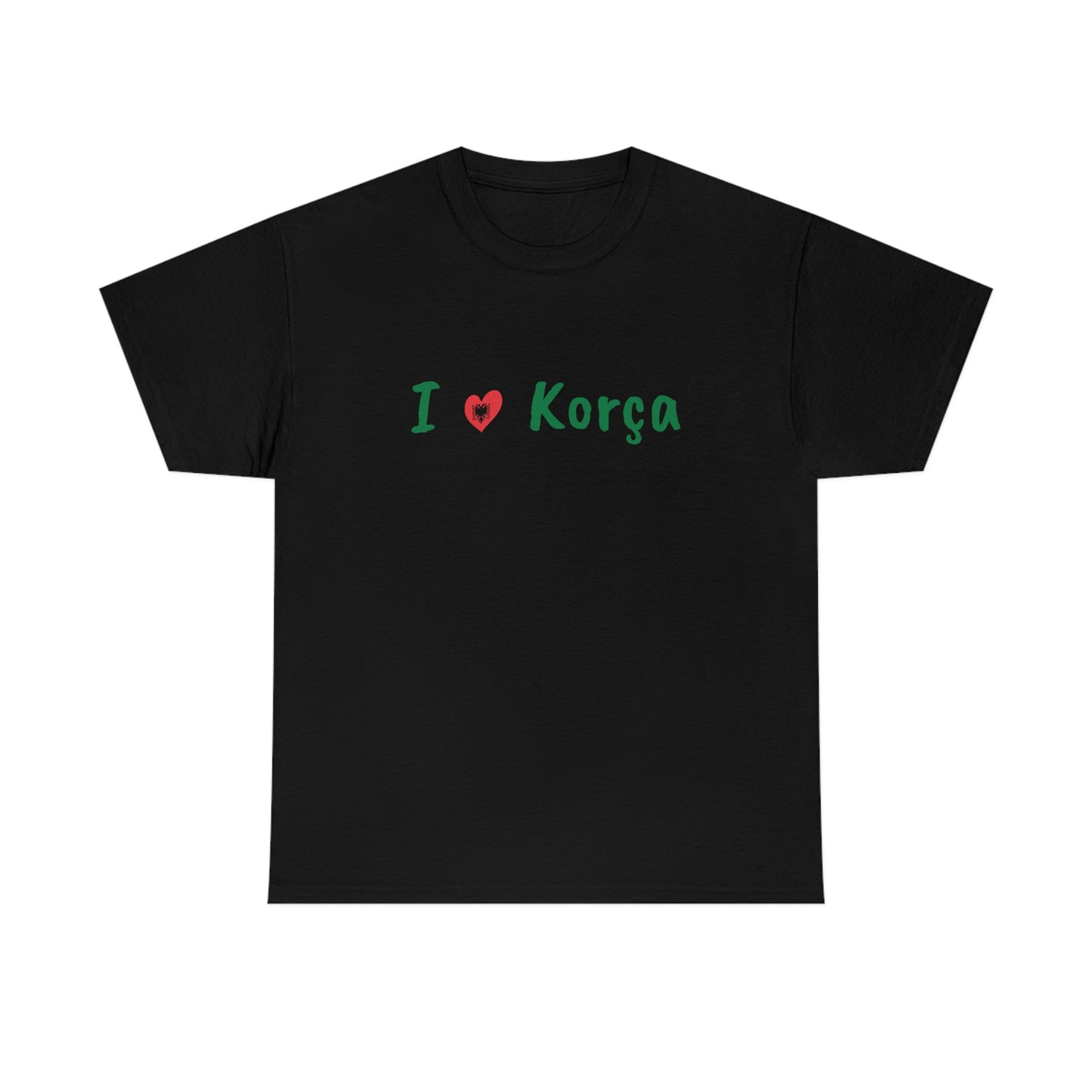 I Love Korca Baumwoll-T-Shirt für Damen/Herren