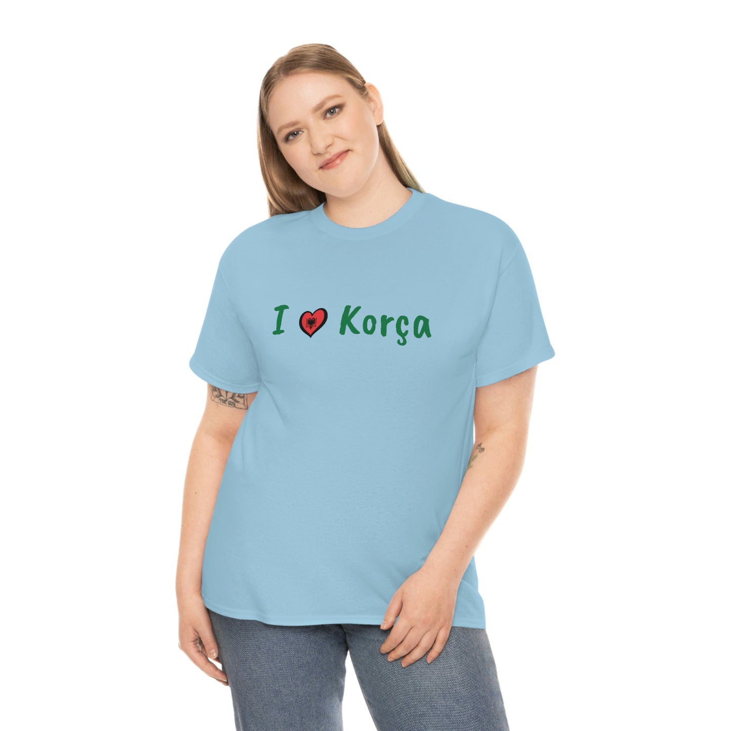 I Love Korca Baumwoll-T-Shirt für Damen/Herren