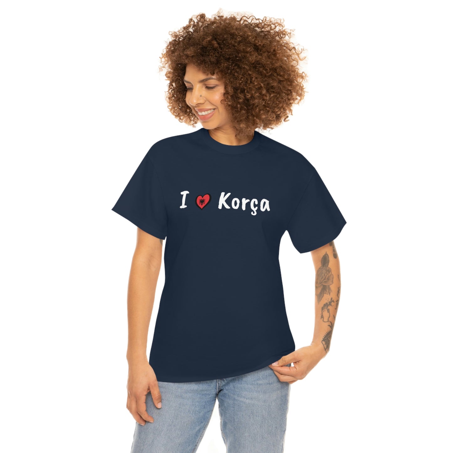 I Love Korca Baumwoll-T-Shirt für Damen/Herren