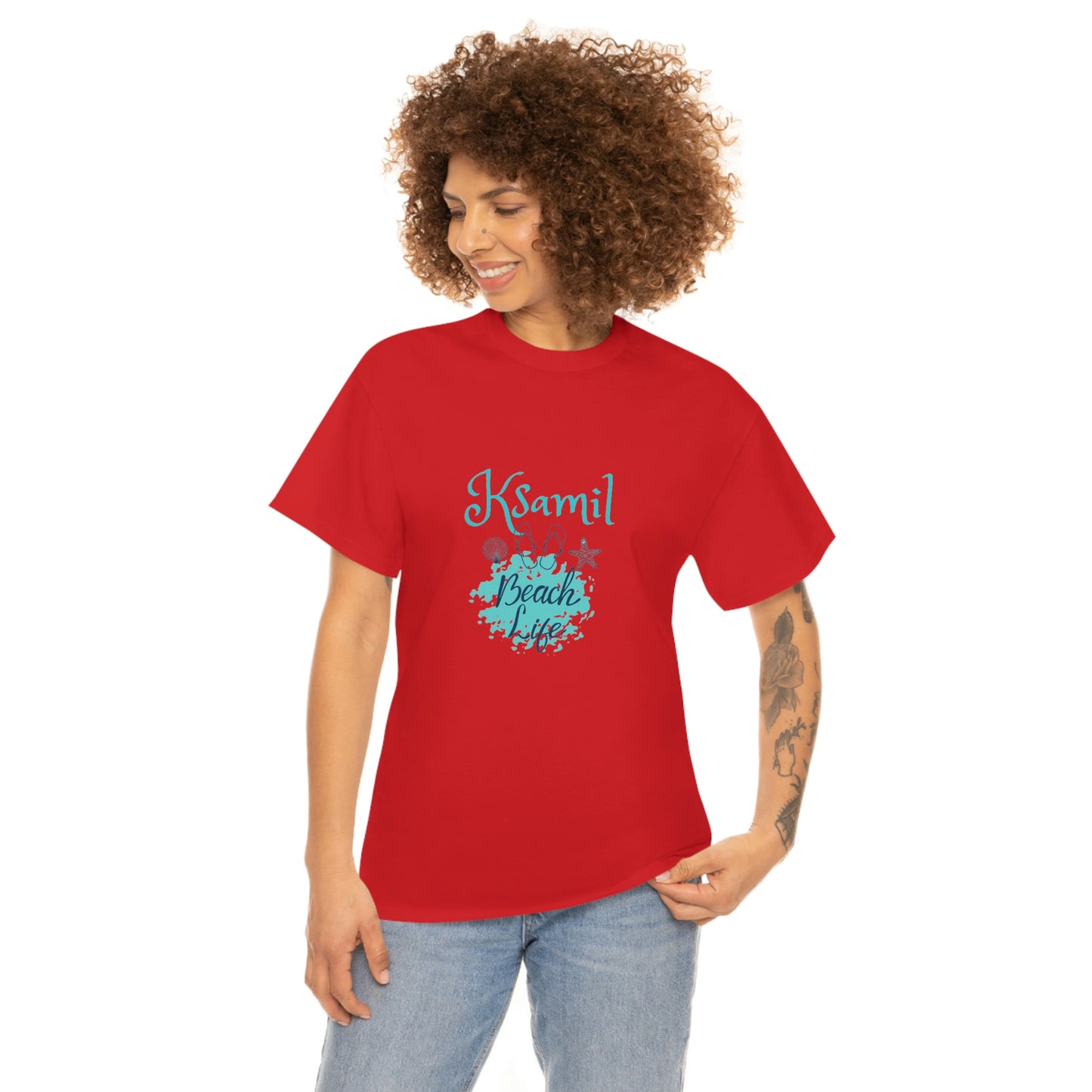 Ich liebe Strandleben Ksamil Damen/Herren Baumwoll-T-Shirt