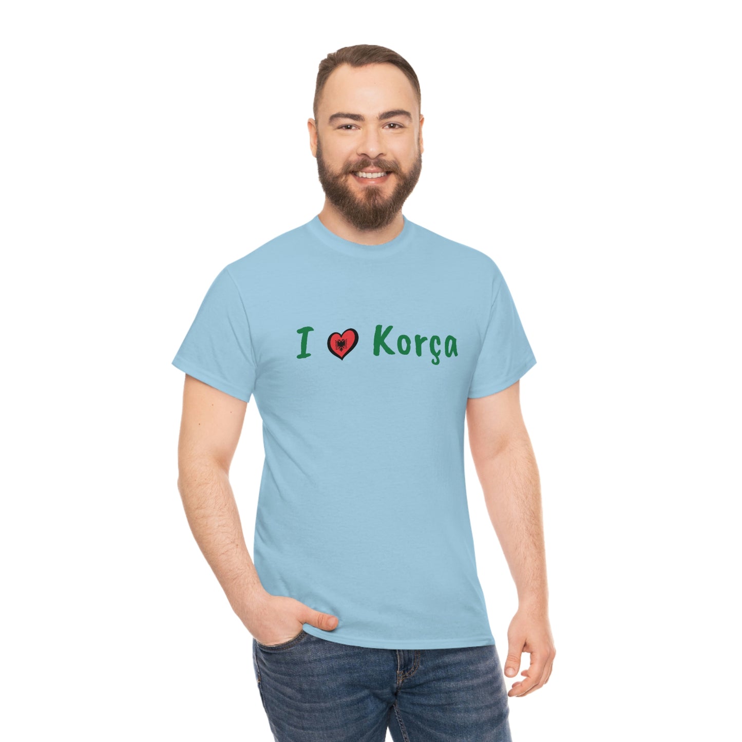 I Love Korca Baumwoll-T-Shirt für Damen/Herren