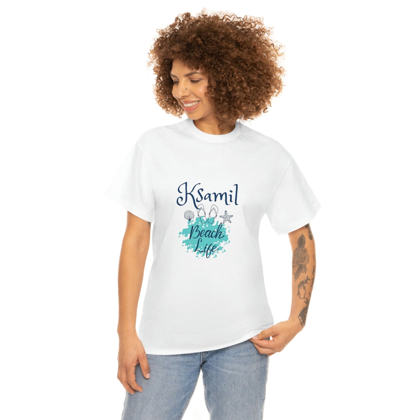 Ich liebe Strandleben Ksamil Damen/Herren Baumwoll-T-Shirt