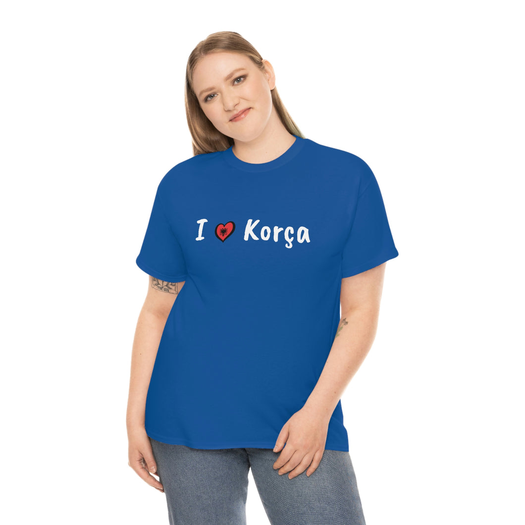 I Love Korca Baumwoll-T-Shirt für Damen/Herren