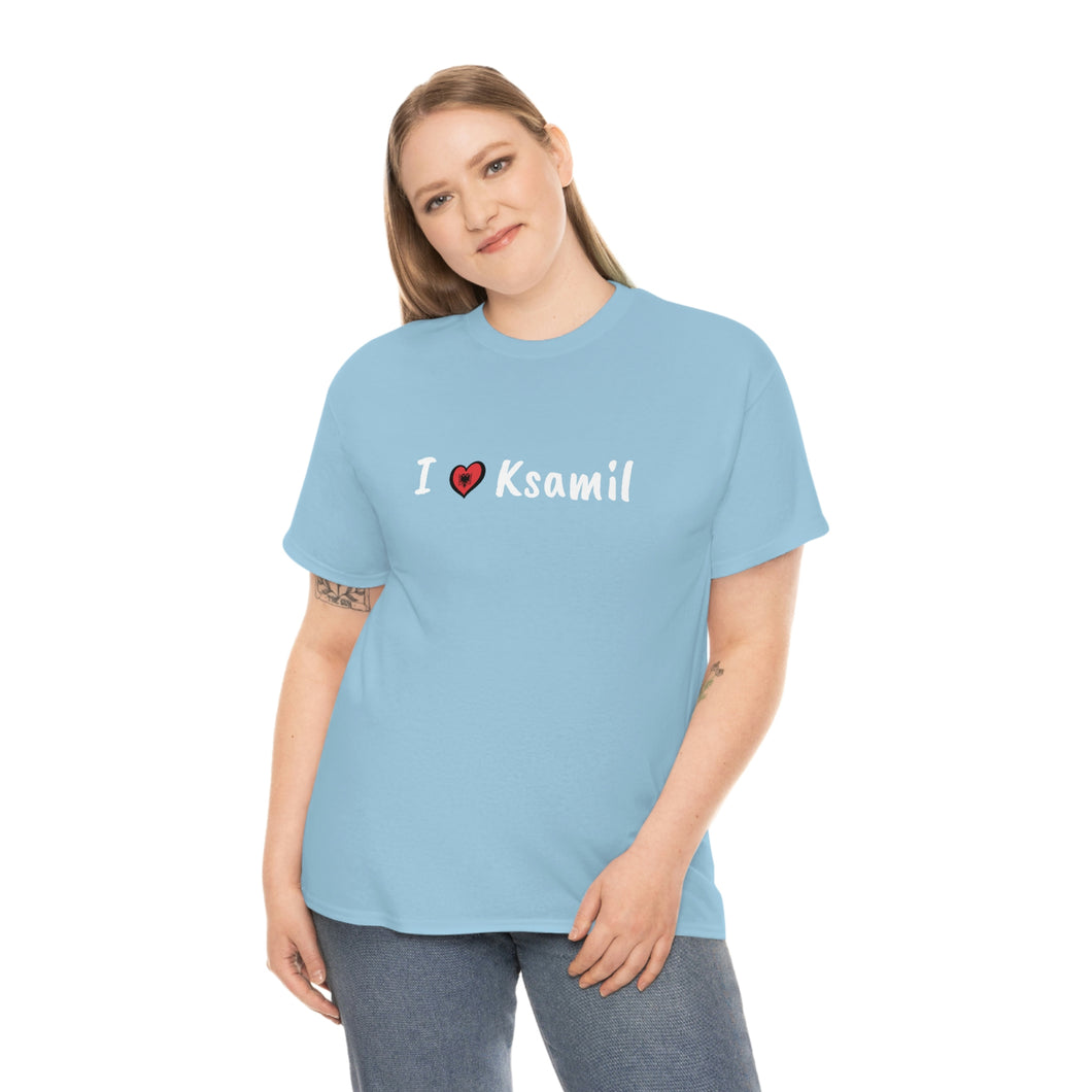 Ich liebe Ksamil Baumwoll-T-Shirt für Damen/Herren