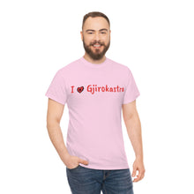 Charger l&#39;image dans la galerie, J&#39;aime Gjirokastra T-shirt en coton pour femmes/hommes
